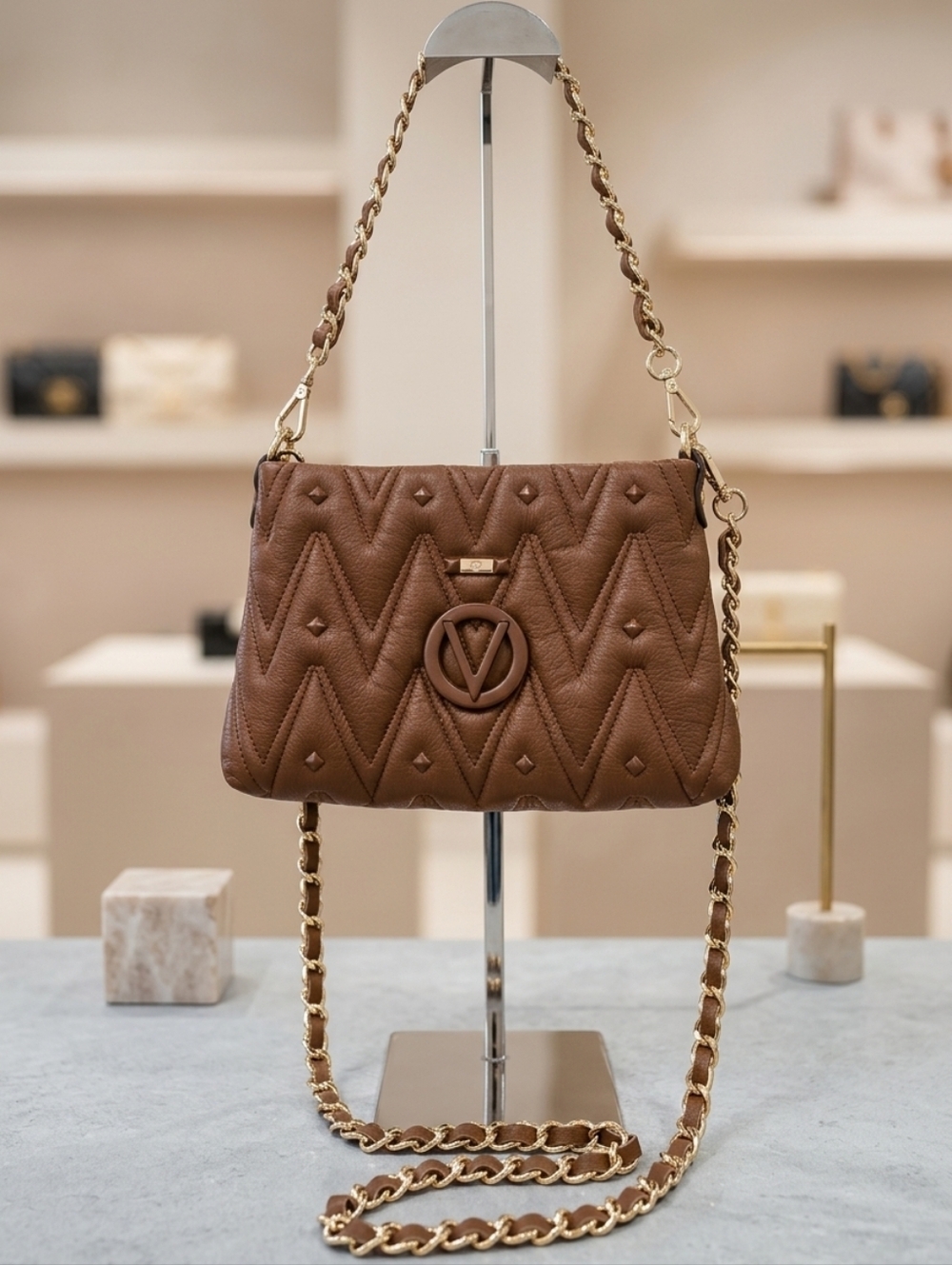 Valentino by Mario Valentino Vanille Diamond Leather Shoulder Bag Crossbody